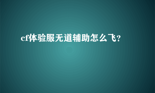 cf体验服无道辅助怎么飞？