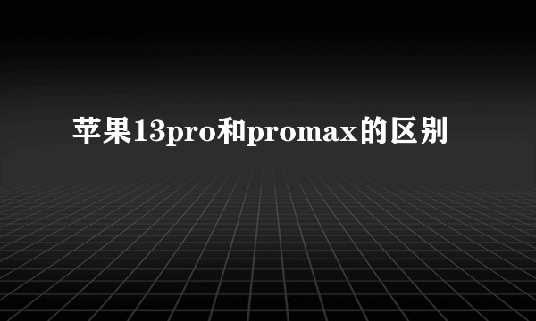 苹果13pro和promax的区别