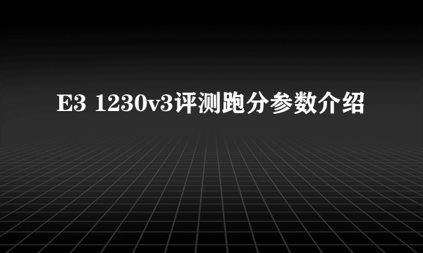 E3 1230v3评测跑分参数介绍