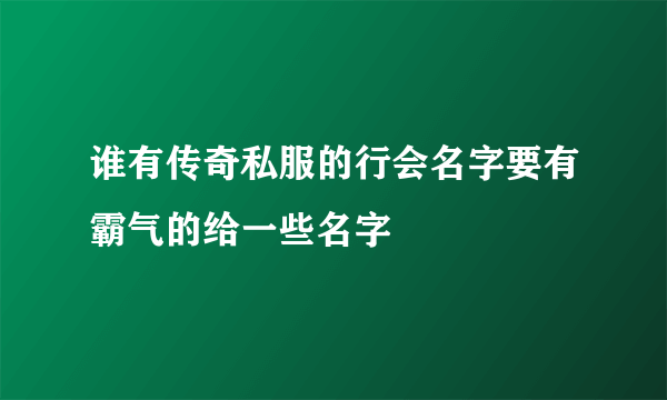 谁有传奇私服的行会名字要有霸气的给一些名字