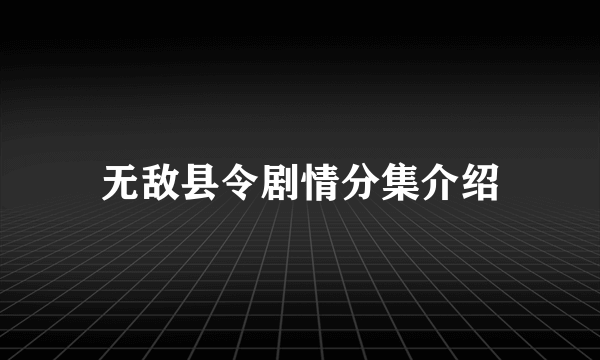 无敌县令剧情分集介绍