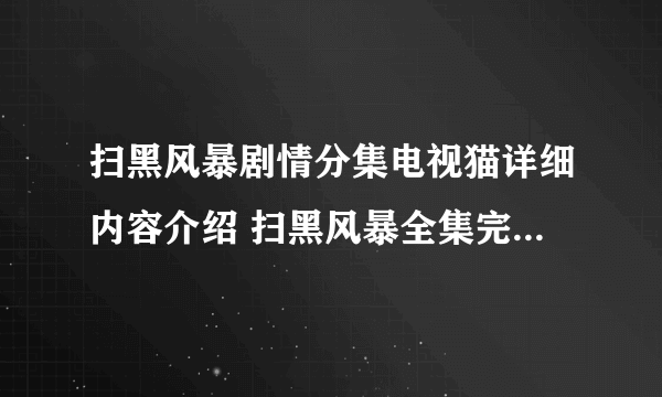 扫黑风暴剧情分集电视猫详细内容介绍 扫黑风暴全集完整版西瓜视频免费在线观看