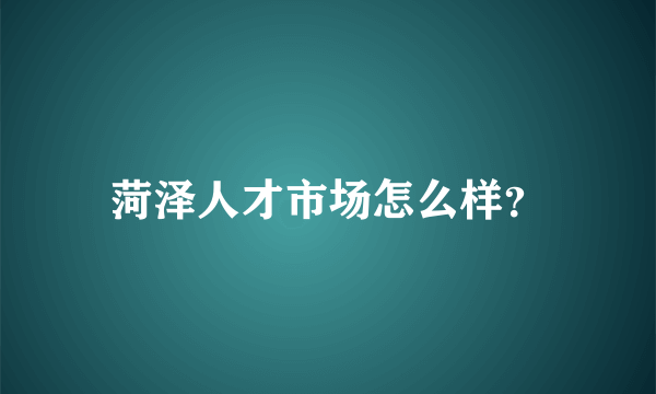 菏泽人才市场怎么样？