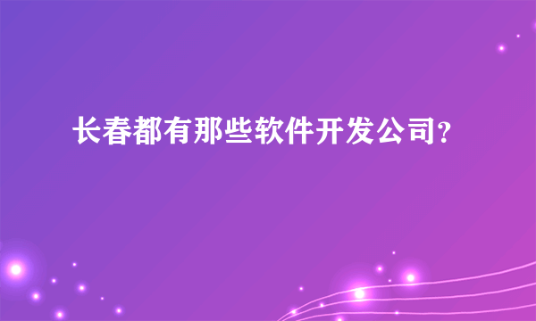 长春都有那些软件开发公司？