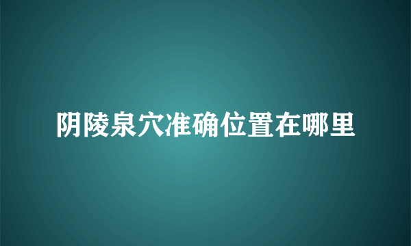 阴陵泉穴准确位置在哪里