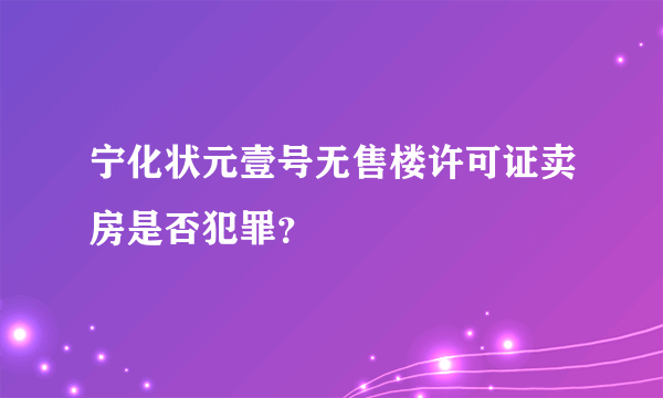 宁化状元壹号无售楼许可证卖房是否犯罪？