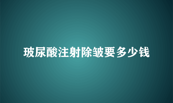 玻尿酸注射除皱要多少钱