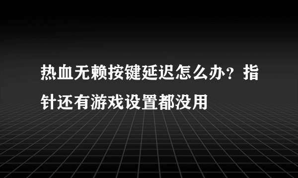 热血无赖按键延迟怎么办？指针还有游戏设置都没用