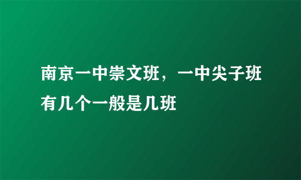 南京一中崇文班，一中尖子班有几个一般是几班