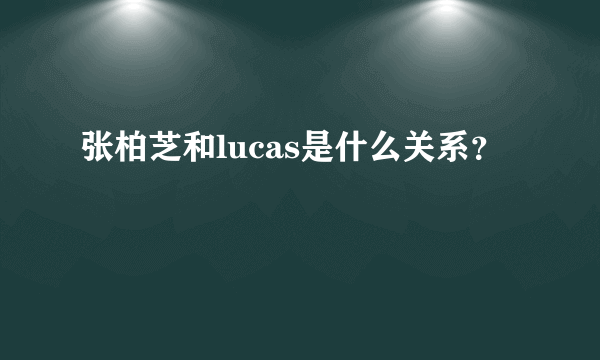 张柏芝和lucas是什么关系？