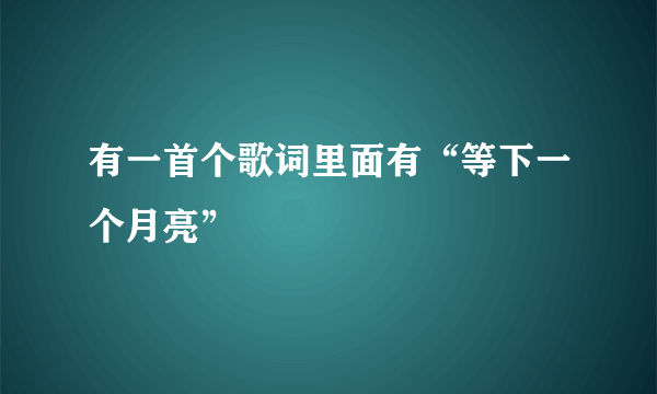 有一首个歌词里面有“等下一个月亮”