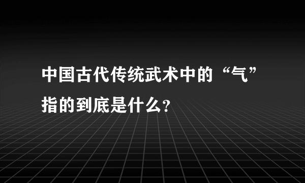 中国古代传统武术中的“气”指的到底是什么？