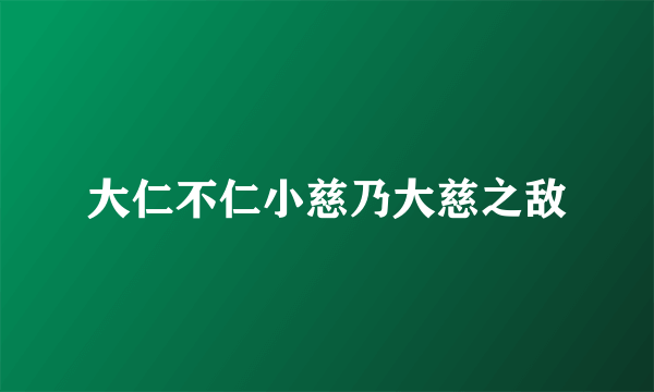 大仁不仁小慈乃大慈之敌