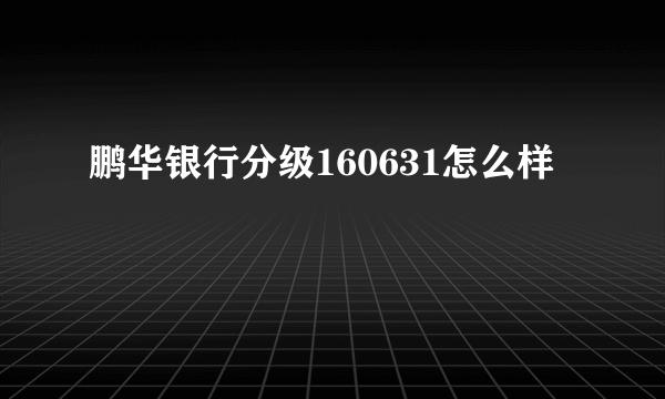 鹏华银行分级160631怎么样