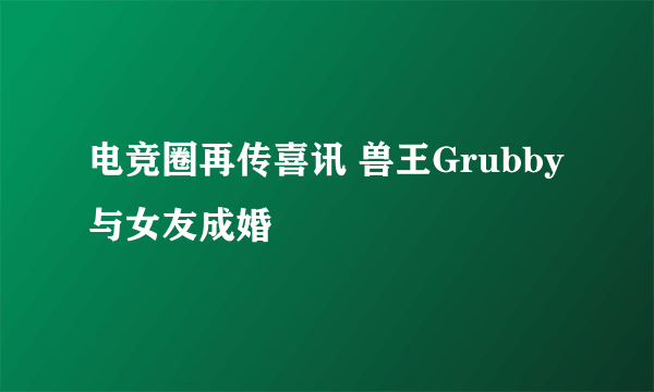 电竞圈再传喜讯 兽王Grubby与女友成婚