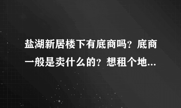 盐湖新居楼下有底商吗？底商一般是卖什么的？想租个地方卖水果，求支招？