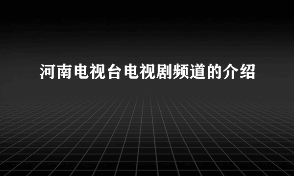 河南电视台电视剧频道的介绍