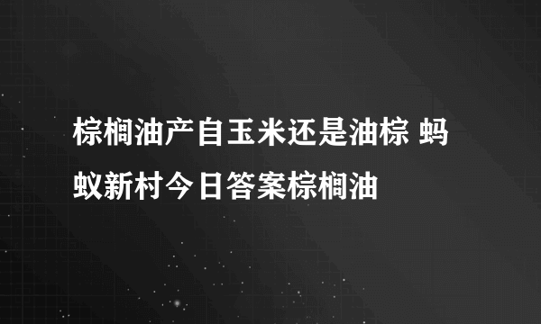 棕榈油产自玉米还是油棕 蚂蚁新村今日答案棕榈油