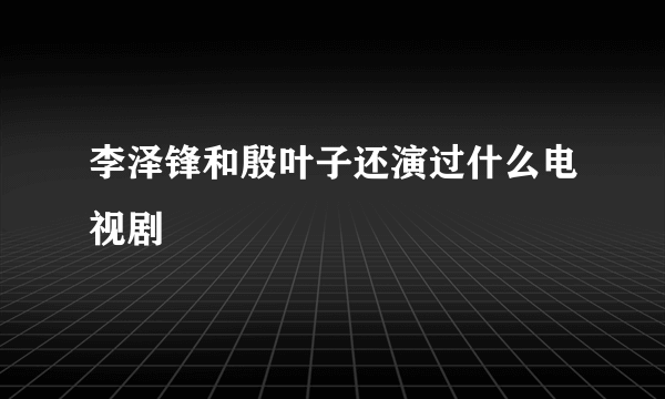 李泽锋和殷叶子还演过什么电视剧