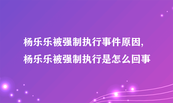 杨乐乐被强制执行事件原因,杨乐乐被强制执行是怎么回事