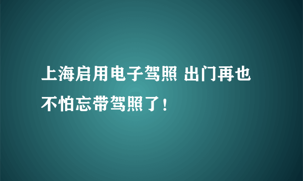 上海启用电子驾照 出门再也不怕忘带驾照了！