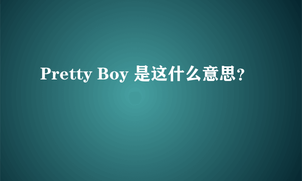 Pretty Boy 是这什么意思？