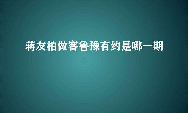 蒋友柏做客鲁豫有约是哪一期