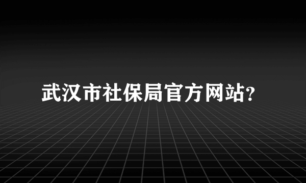 武汉市社保局官方网站？