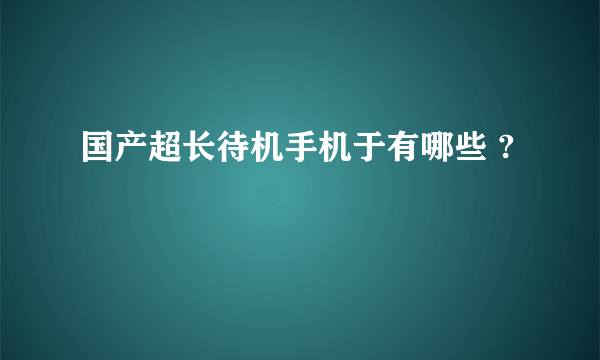 国产超长待机手机于有哪些 ?