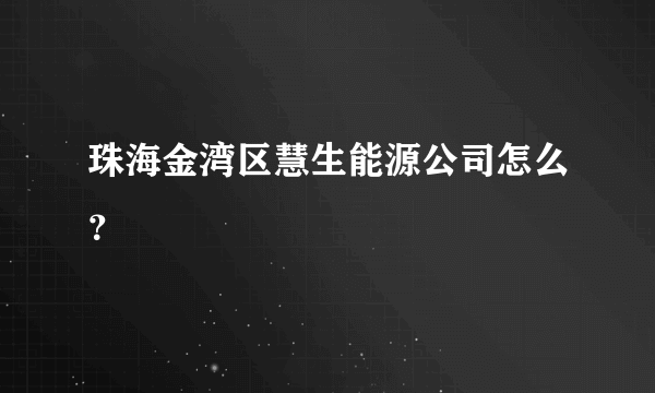 珠海金湾区慧生能源公司怎么？