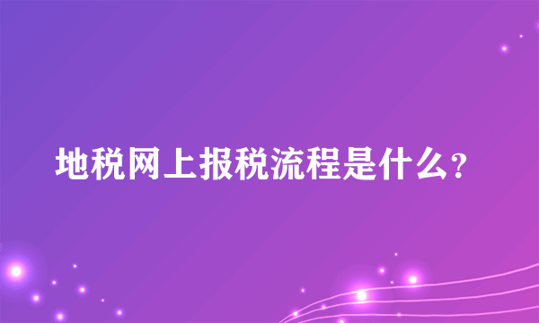 地税网上报税流程是什么？