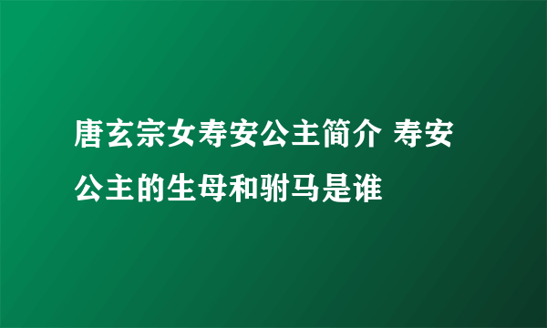 唐玄宗女寿安公主简介 寿安公主的生母和驸马是谁