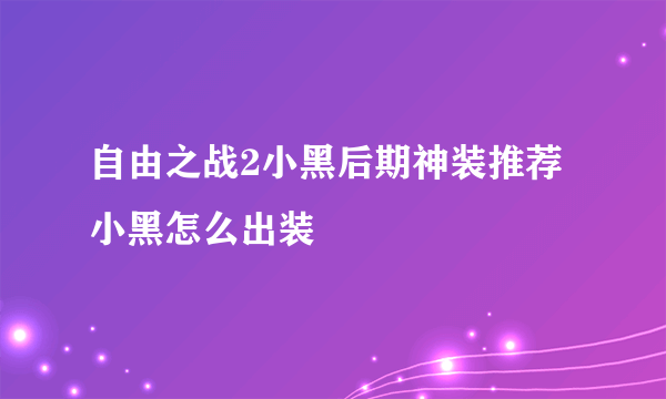 自由之战2小黑后期神装推荐 小黑怎么出装