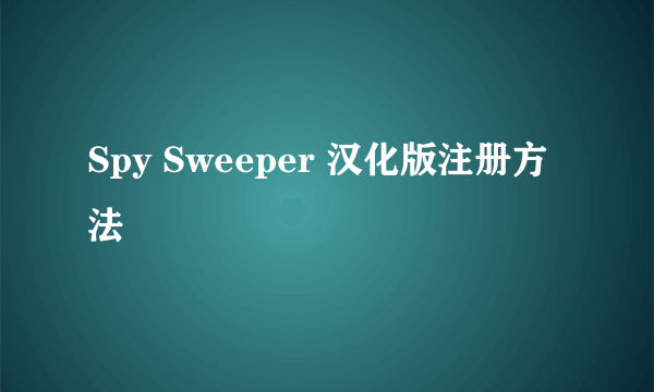 Spy Sweeper 汉化版注册方法