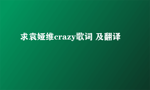 求袁娅维crazy歌词 及翻译