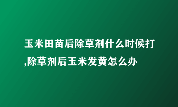 玉米田苗后除草剂什么时候打,除草剂后玉米发黄怎么办