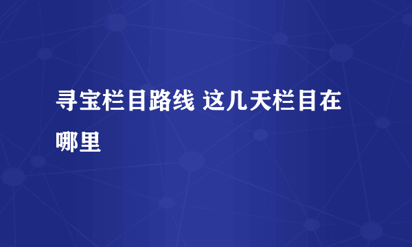 寻宝栏目路线 这几天栏目在哪里