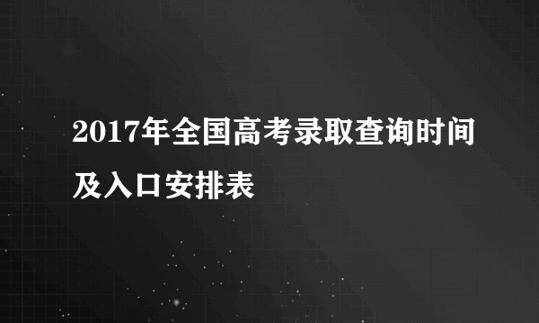 2017年全国高考录取查询时间及入口安排表