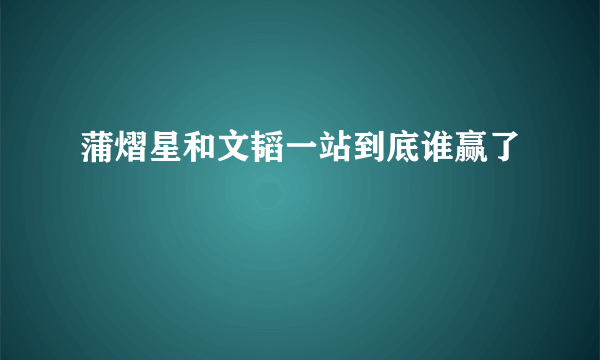 蒲熠星和文韬一站到底谁赢了