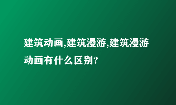 建筑动画,建筑漫游,建筑漫游动画有什么区别?