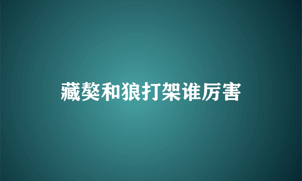 藏獒和狼打架谁厉害