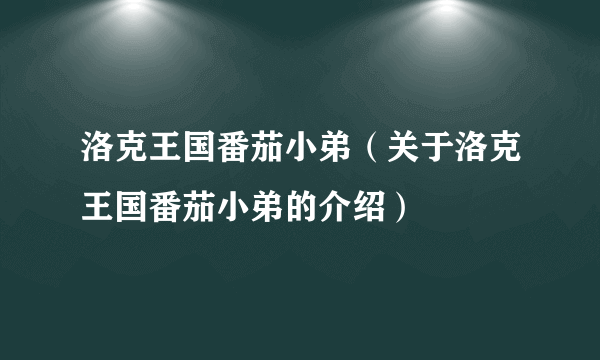 洛克王国番茄小弟（关于洛克王国番茄小弟的介绍）