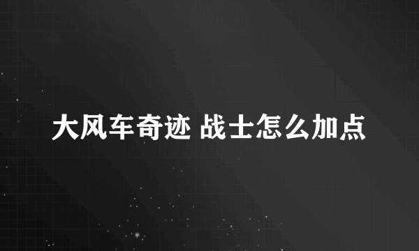 大风车奇迹 战士怎么加点