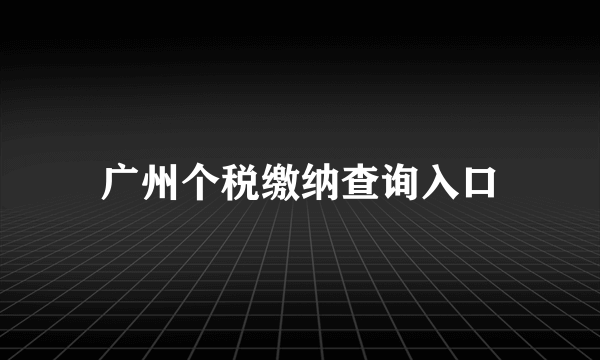 广州个税缴纳查询入口