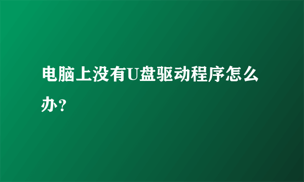 电脑上没有U盘驱动程序怎么办？