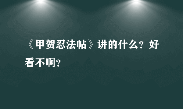 《甲贺忍法帖》讲的什么？好看不啊？