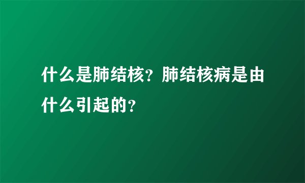 什么是肺结核？肺结核病是由什么引起的？