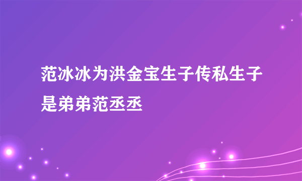 范冰冰为洪金宝生子传私生子是弟弟范丞丞