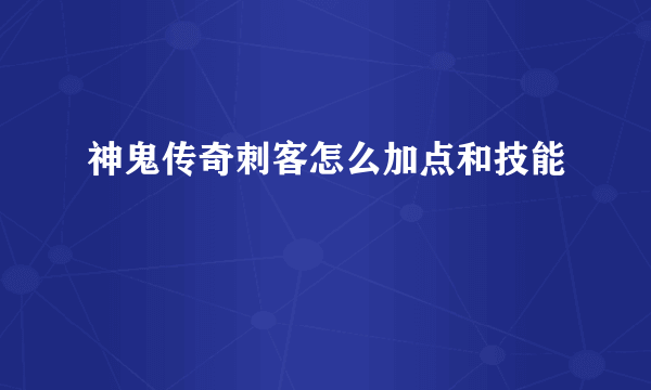 神鬼传奇刺客怎么加点和技能