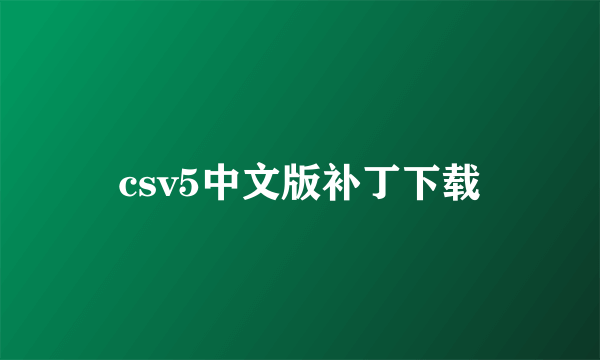 csv5中文版补丁下载